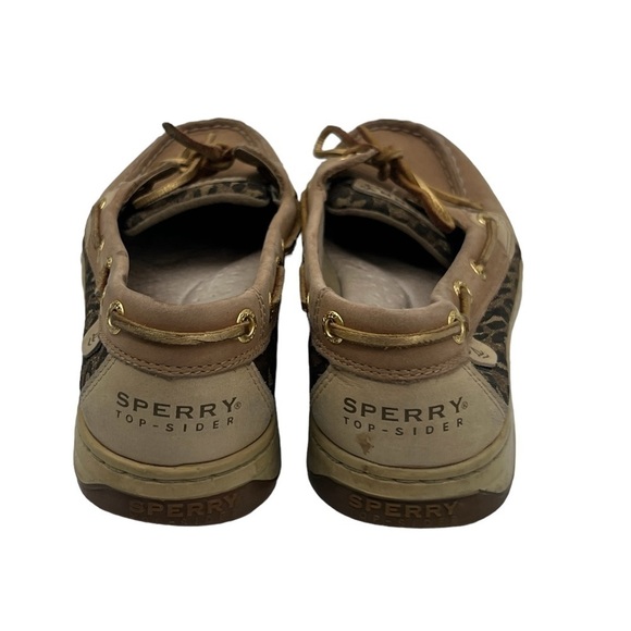 Sperry Top Sider Brown Angelfish Leopard Jacquard Boat Shoe Size 7.5 Women's - Picture 8 of 9